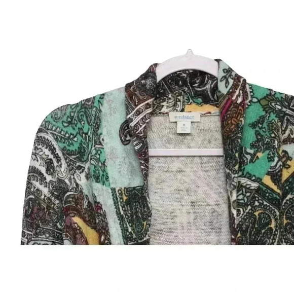 Sundance Cardigan Size Medium Multicolor Patchwork Paisley Linen Belted Artsy - Picture 5 of 12